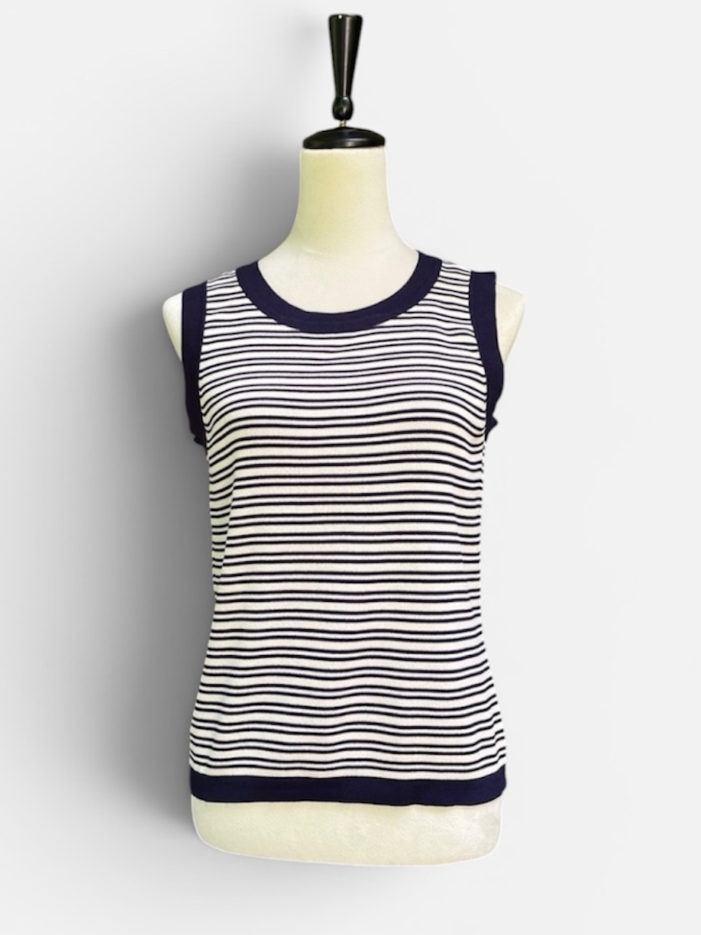 Due Per Due Striped Knit Tank Top/Sweater Vest in Blue/White Size Small